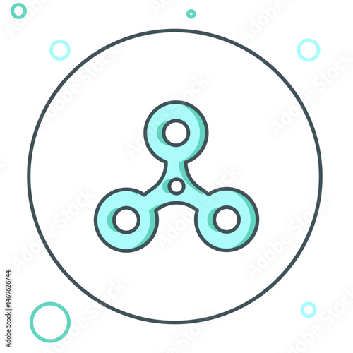 Line Fidget spinner icon isolated on white background. Stress relieving toy. Trendy hand spinner. Colorful outline concept. Vector
