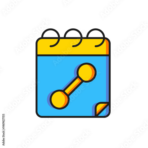 Color Calendar fitness icon isolated on white background. Training schedule. Flat filled outline style with shadow. Vector