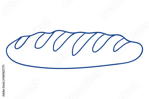 Freshly baked baguette with crispy crust and soft interior on a simple background