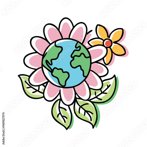 A flower with world