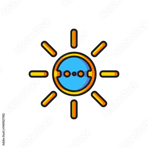 Color Solar energy panel icon isolated on white background. Sun with lightning symbol. Flat filled outline style with shadow. Vector