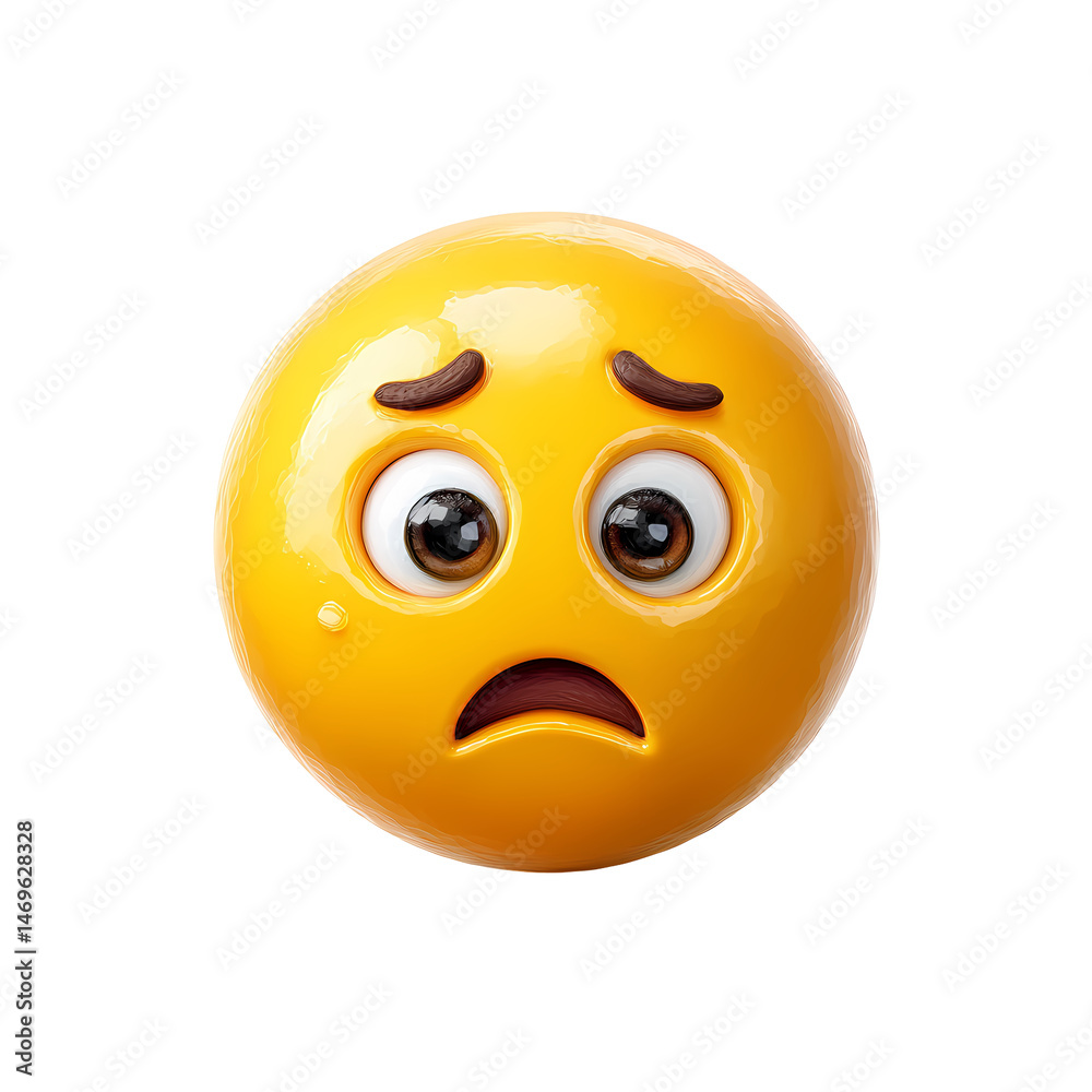 Fototapeta premium 3D Render of Worried Emoticon on Transparent Background