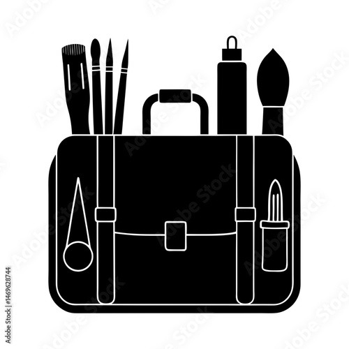 Black sketching kit silhouette vector design for artistic creativity and drawing