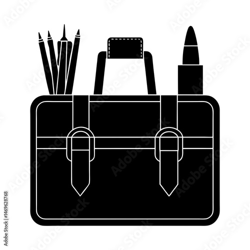 Black silhouette vector design representing sketching kit tools collection