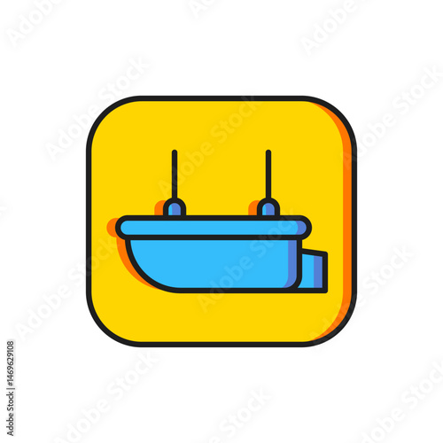 Color Lifeboat icon isolated on white background. Flat filled outline style with shadow. Vector