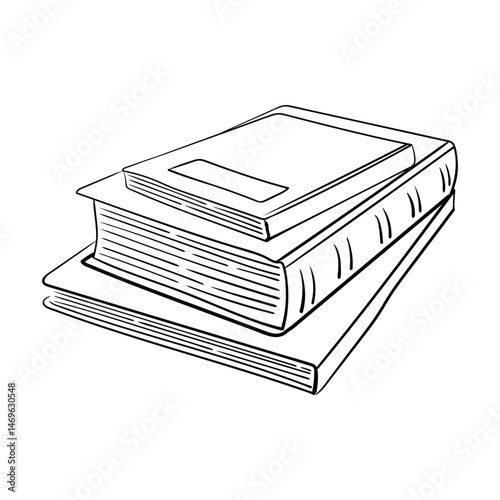 A stack of book hand drawn on transparent background. Vector image drawn with black lines. Back to school and knowledge day.
