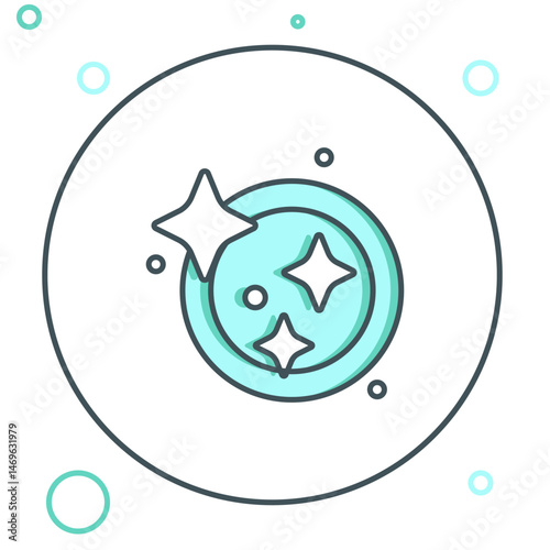 Line Washing dishes icon isolated on white background. Cleaning dishes icon. Dishwasher sign. Clean tableware sign. Colorful outline concept. Vector