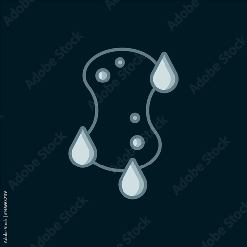 Line Sponge icon isolated on black background. Wisp of bast for washing dishes. Cleaning service logo. Flat filled outline style with shadow. Vector