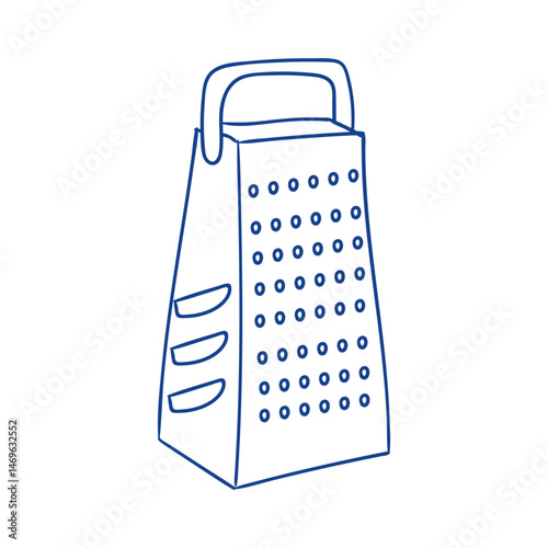 Kitchen utensil showcasing a metal grater used for shredding cheese and vegetables