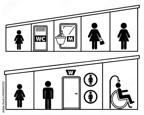 Public Restroom and Facility Icon Set