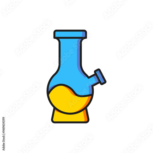 Color Glass bong for smoking marijuana or cannabis icon isolated on white background. Flat filled outline style with shadow. Vector