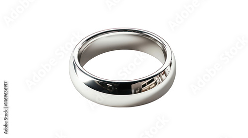 Elegant silver ring isolated against white background for jewelry or wedding concepts