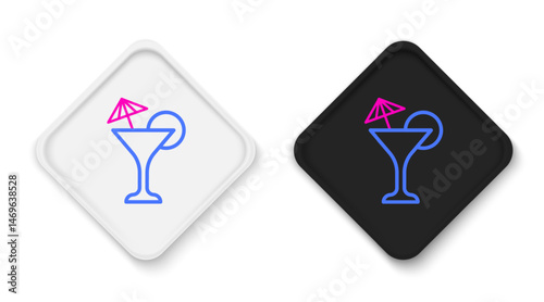 Line Martini glass icon isolated on white background. Cocktail icon. Wine glass icon. Colorful outline concept. Vector