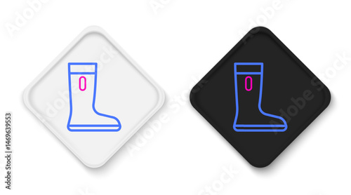 Line Waterproof rubber boot icon isolated on white background. Gumboots for rainy weather, fishing, gardening. Colorful outline concept. Vector