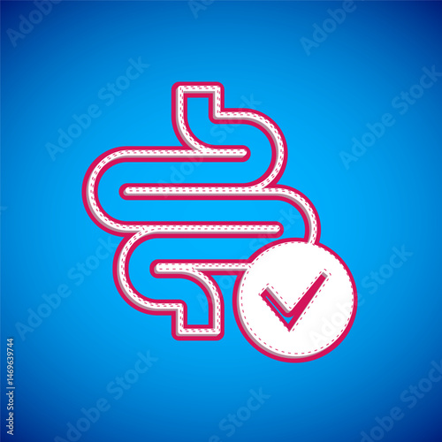 White Intestines icon isolated on isolated on blue background. Human body internal organs. Vector