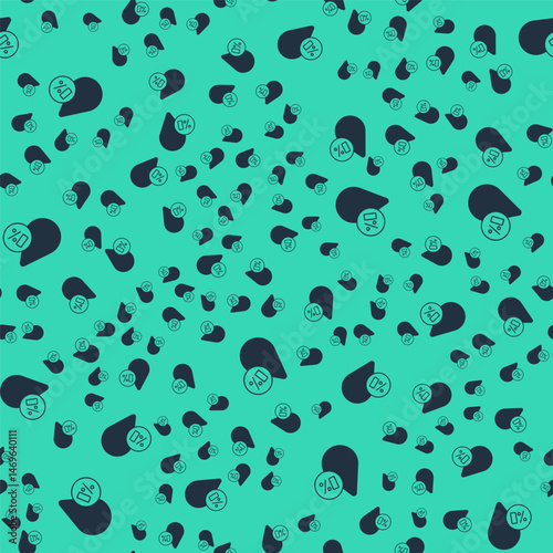 Black Water balance icon isolated on isolated seamless pattern on green background. Vector