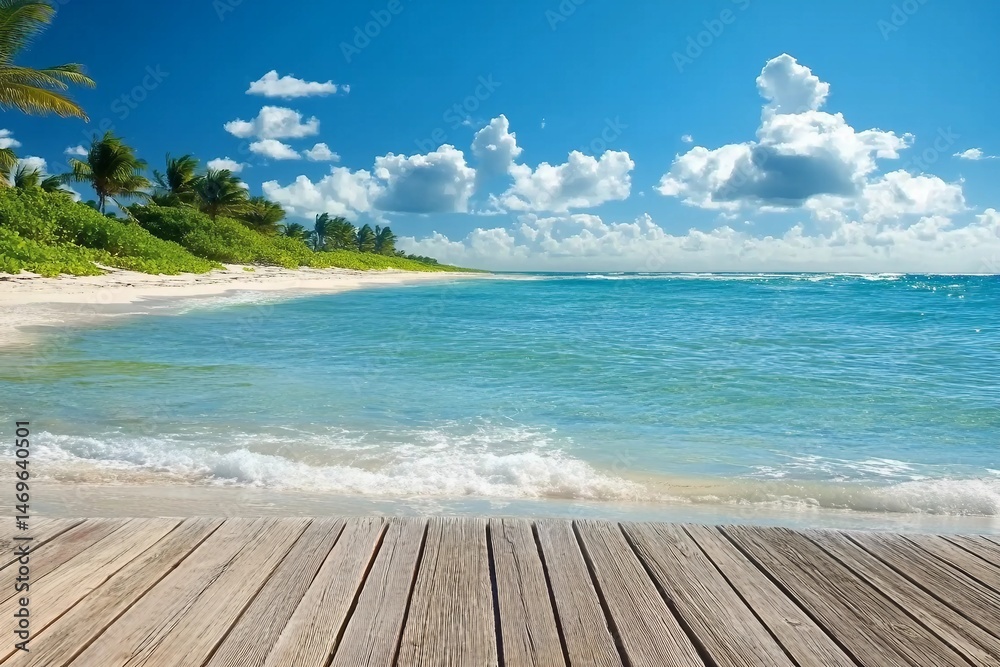 Fototapeta premium A bright wide-format background image on the theme of summer holidays on the islands.