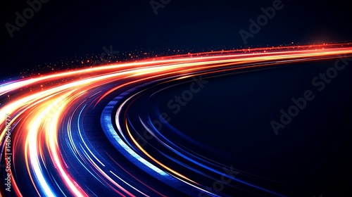 Night Lights Curve Path Cityscape