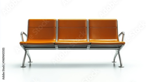 Modern orange three-seater waiting room bench.