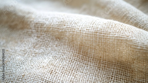 Close-up of textured, off-white fabric. Soft, natural fibers create a rustic feel.