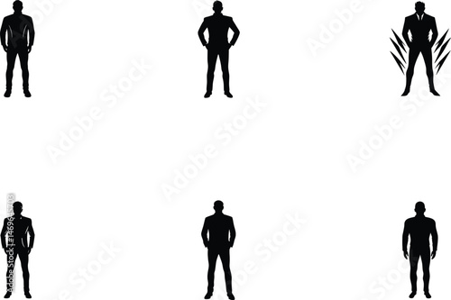 Man Silhouette Standing, Calm Pose Illustration, Upright Figure Outline, Casual Stance Art