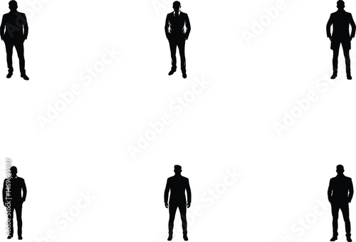 Man Silhouette Standing, Calm Pose Illustration, Upright Figure Outline, Casual Stance Art