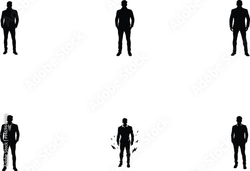 Man Silhouette Standing, Calm Pose Illustration, Upright Figure Outline, Casual Stance Art