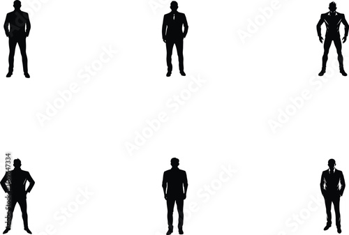 Man Silhouette Standing, Calm Pose Illustration, Upright Figure Outline, Casual Stance Art