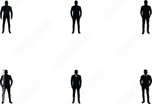 Man Silhouette Standing, Calm Pose Illustration, Upright Figure Outline, Casual Stance Art
