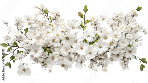 Elegant White Flowers Isolated on Cutout White Background for Design Projects