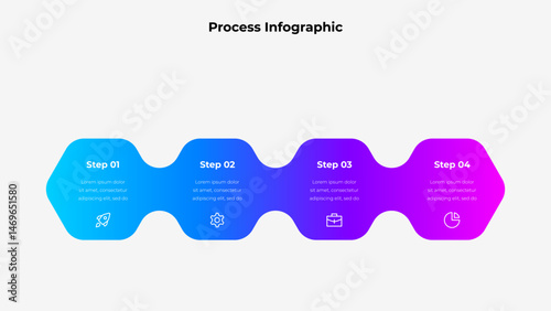 Gradient 4 step Process Infographic with Icons and Descriptive Text