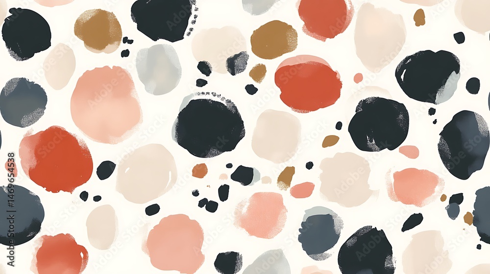 Fototapeta premium Whimsical pattern featuring diverse watercolor spots on a bright surface