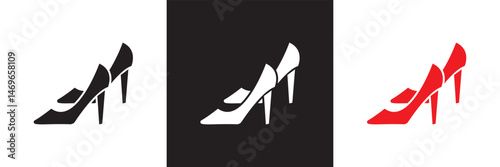 Woman high heel icon.  Vector for websites, mobile interfaces, presentations, banner, visual branding etc. Vector illustration. isolated on white and black background. EPS 10