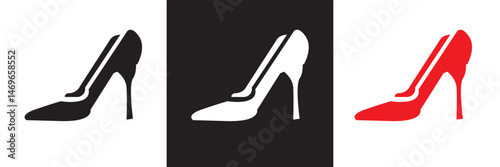 Woman high heel icon.  Vector for websites, mobile interfaces, presentations, banner, visual branding etc. Vector illustration. isolated on white and black background. EPS 10