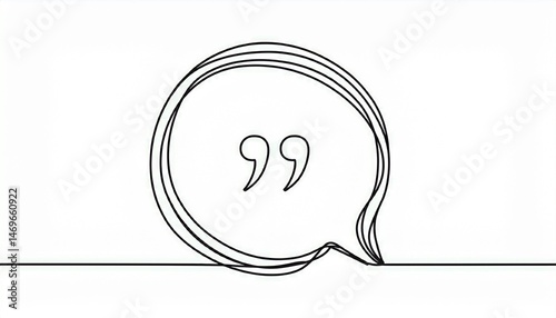 quote frame speech bubble line art continuous black lines with quotation marks hand drawn sketch outline illustration