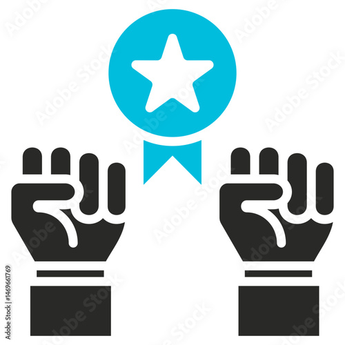 Competitiveness Glyph Blue Grey Icon