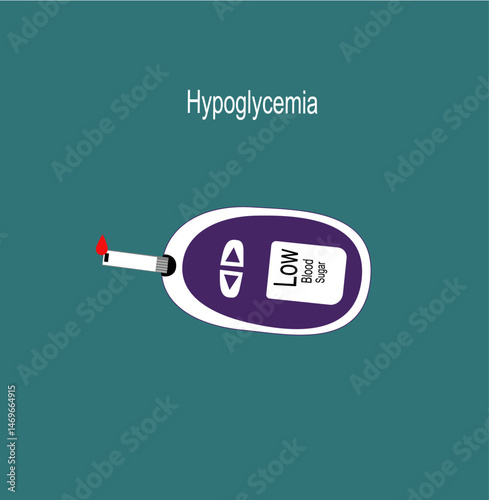 Check low blood sugar levels with a digital blood sugar tester, Hypoglycemia.