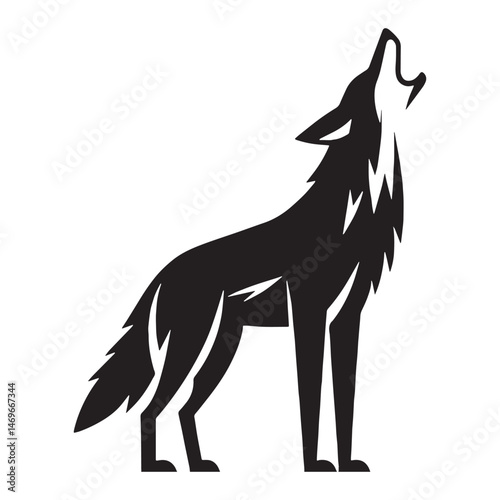 Brave and wild howling coyote silhouette ideal for animal call depictions – howling coyote vector – howling coyote illustration – silhouette of howling coyote

