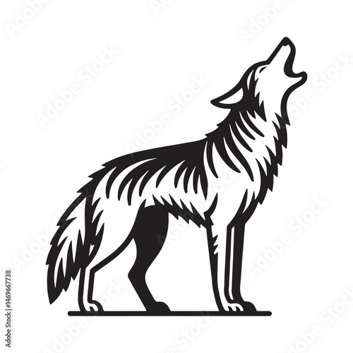 Wild and untamed howling coyote silhouette designed for nature-themed projects – howling coyote vector – howling coyote illustration – silhouette of howling coyote

