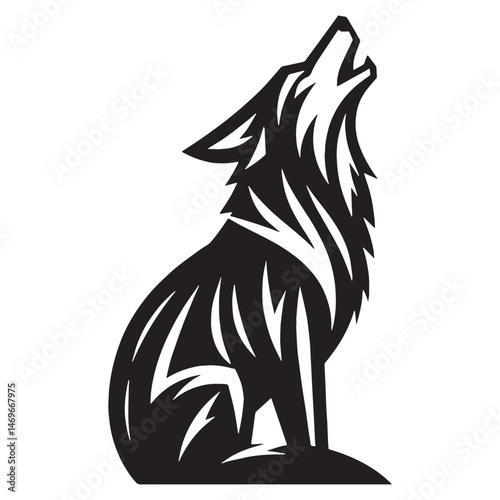 Powerful and expressive howling coyote silhouette perfect for animal call themes – howling coyote vector – howling coyote illustration – silhouette of howling coyote

