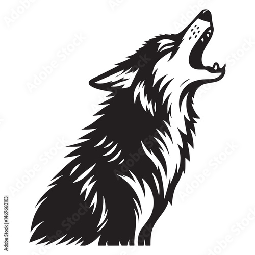 Fierce and bold howling coyote silhouette ideal for wild desert designs – howling coyote vector – howling coyote illustration – silhouette of howling coyote

