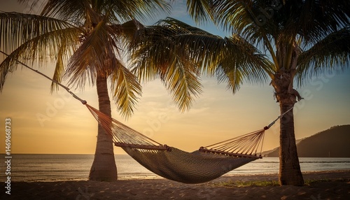 a hammock gently swaying between two palm trees the ultimate spring break relaxation scene