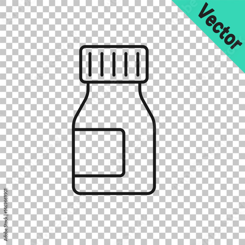 Black line Vitamin complex of pill capsule icon isolated on transparent background. Healthy lifestyle. Vector