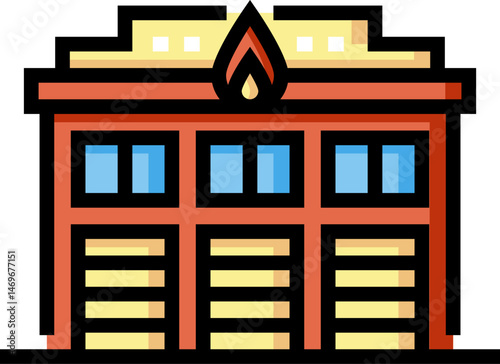 fire station illustration on a white background     