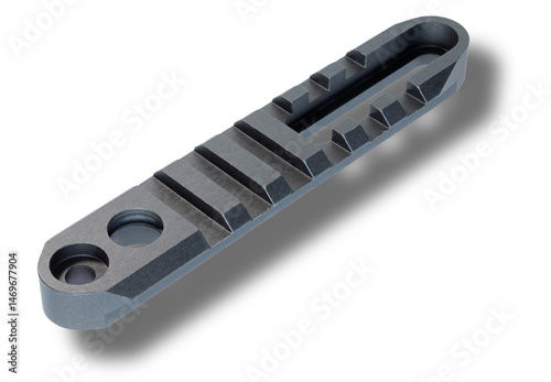 Obraz na płótnie Shadow under a rail adapter for a weapon isolated in a png w salonie