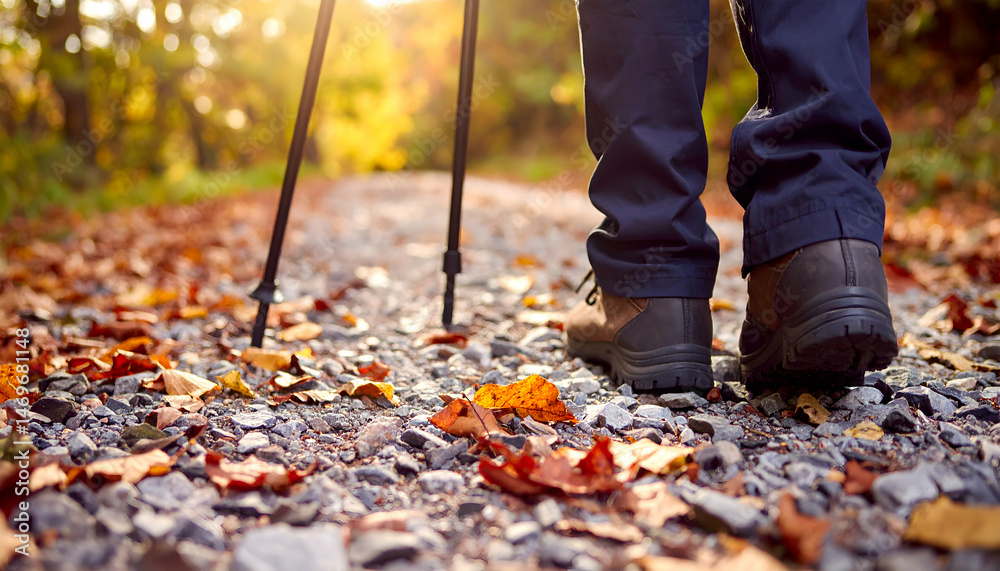 Fototapeta premium Autumn Hike on a Gravel Path