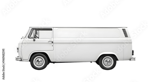 Clean White Cargo Van Isolated on Transparent Background, Professional Vehicle Transport Concept