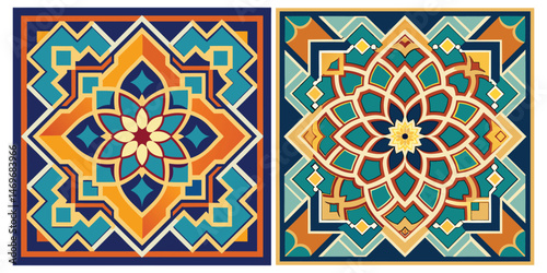 Intricate Geometric Floral Tile Art