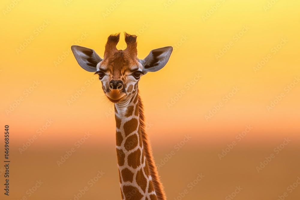 Obraz premium Cute giraffe at dawn
