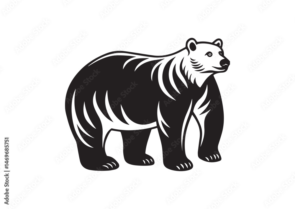 Fototapeta premium Polar Bear Silhouette Vector